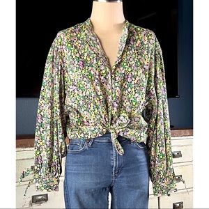 Anthropologie Ashleigh Floral Buttondown Shirt Blouse NWT New M